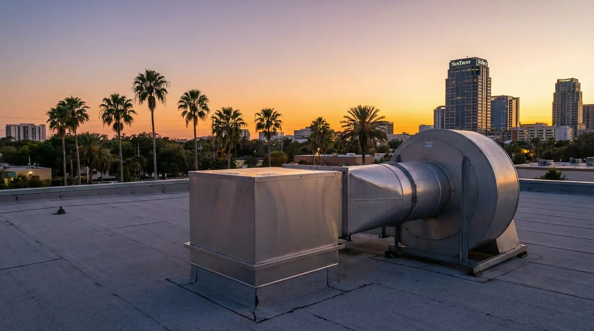 Rooftop grease containment system on an Wilmington restaurant roof